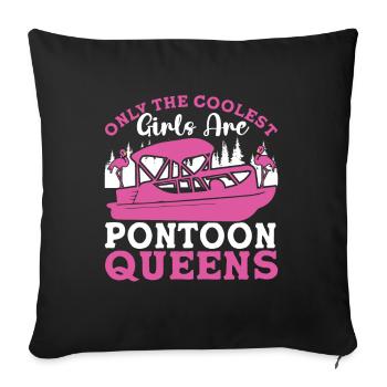 Pontoon Queen -Boat Pontoon -Women - Sofa pillow with filling 45cm x 45cm - black - Front