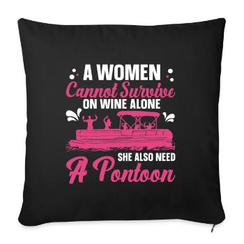 Pontoon Queen -Boat Pontoon -Women - Sofa pillow with filling 45cm x 45cm - black - Front