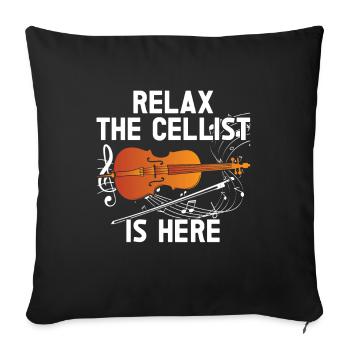 Cello -Musical instrument - Sofa pillow with filling 45cm x 45cm - black - Front