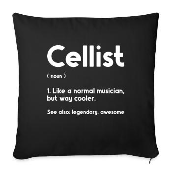 Cello -Musical instrument - Sofa pillow with filling 45cm x 45cm - black - Front