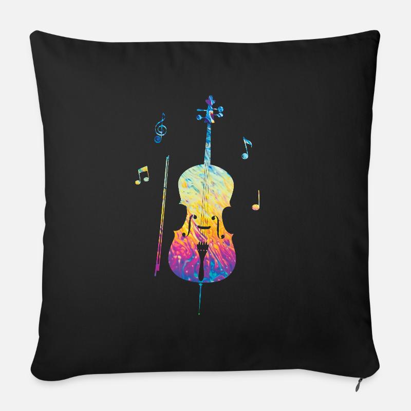 Cello -Musikinstrument - Sofakissen mit Füllung 45 x 45 cm - Schwarz
