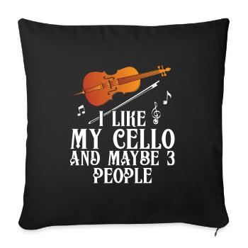 Cello -Musical instrument - Sofa pillow with filling 45cm x 45cm - black - Front