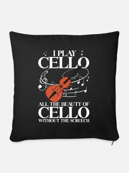 Cello -Musikinstrument - Sofakissen mit Füllung 45 x 45 cm - Schwarz