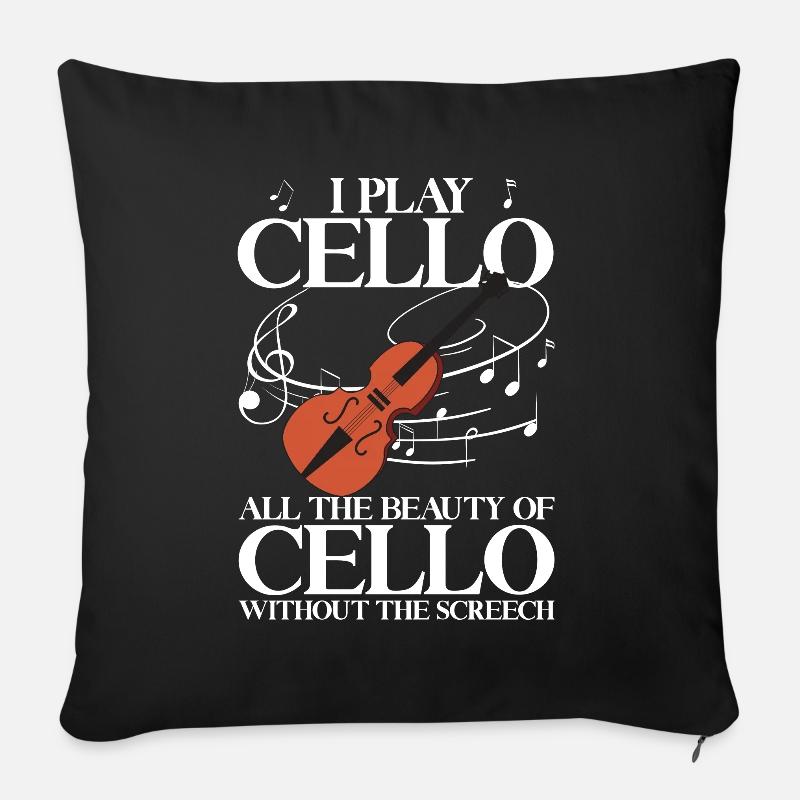 Cello -Musikinstrument - Sofakissen mit Füllung 45 x 45 cm - Schwarz