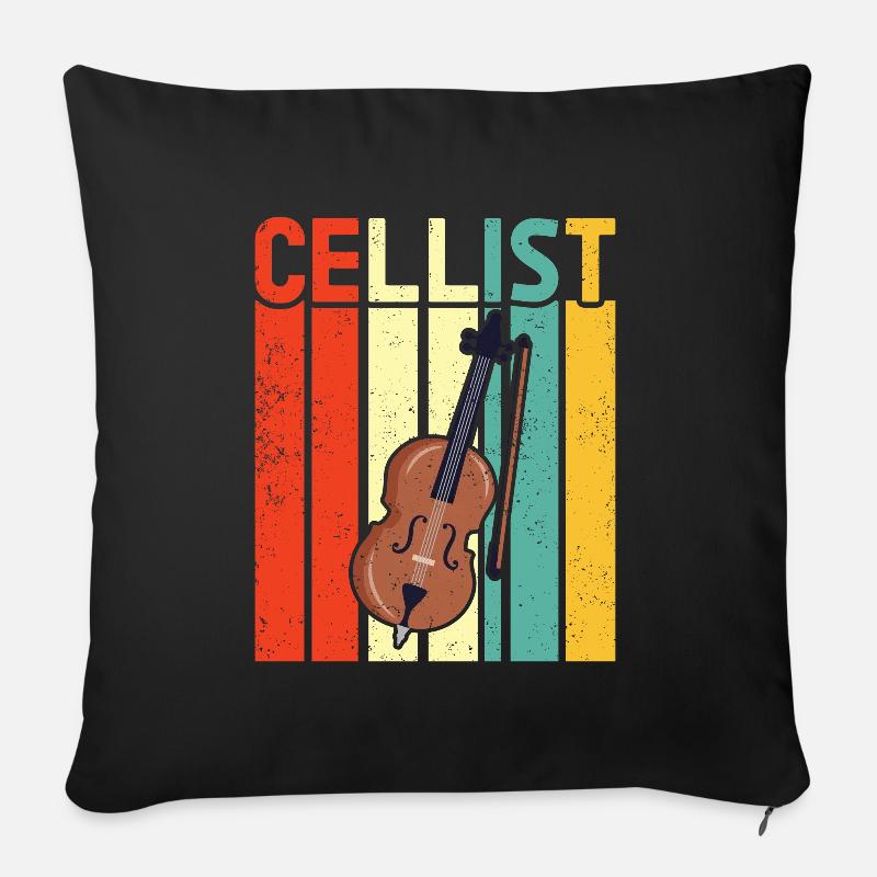 Cello -Musikinstrument - Sofakissen mit Füllung 45 x 45 cm - Schwarz