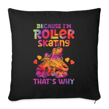 Roller skates - Sofa pillow with filling 45cm x 45cm - black - Front