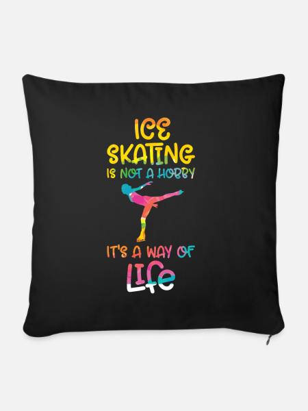 Eislaufen - Sofakissen mit Füllung 45 x 45 cm - Schwarz