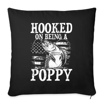 Pêche coquelicot Pêcheur pavillon américain Poppi - Coussin et housse de 45 x 45 cm - noir - Devant