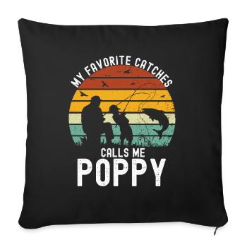 Pêche coquelicot Pêcheur pavillon américain Poppi - Coussin et housse de 45 x 45 cm - noir - Devant