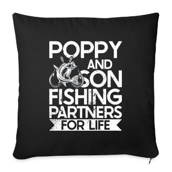 Pêche coquelicot Pêcheur pavillon américain Poppi - Coussin et housse de 45 x 45 cm - noir - Devant