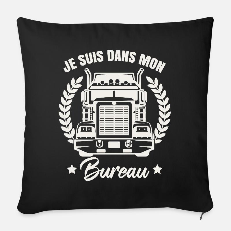 Je Suis Dans Mon Bureau - Coussin et housse de 45 x 45 cm - noir