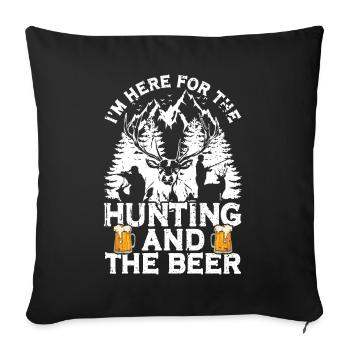 Hunting and beer - Sofa pillow with filling 45cm x 45cm - black - Front