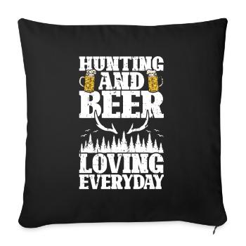 Hunting and beer - Sofa pillow with filling 45cm x 45cm - black - Front
