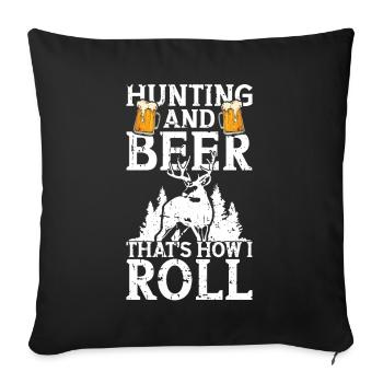 Hunting and beer - Sofa pillow with filling 45cm x 45cm - black - Front