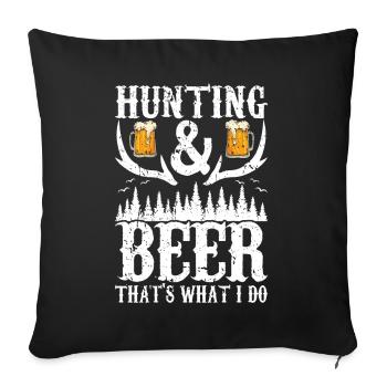 Hunting and beer - Sofa pillow with filling 45cm x 45cm - black - Front