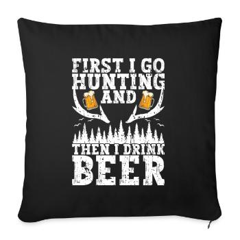 Hunting and beer - Sofa pillow with filling 45cm x 45cm - black - Front