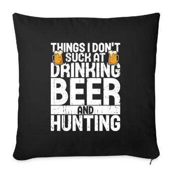 Hunting and beer - Sofa pillow with filling 45cm x 45cm - black - Front