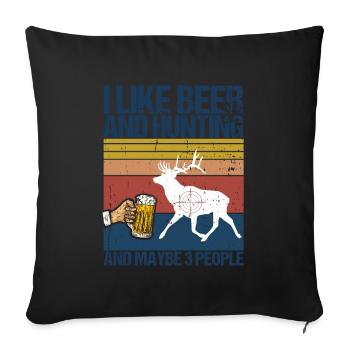 Hunting and beer - Sofa pillow with filling 45cm x 45cm - black - Front