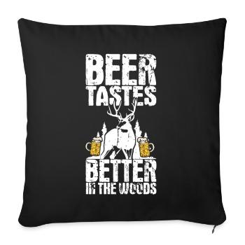 Hunting and beer - Sofa pillow with filling 45cm x 45cm - black - Front