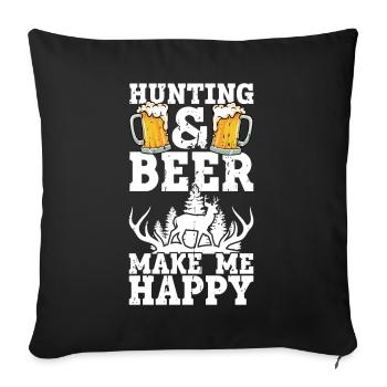 Hunting and beer - Sofa pillow with filling 45cm x 45cm - black - Front
