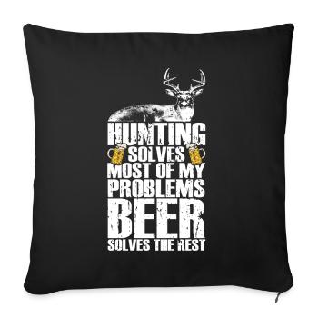 Hunting and beer - Sofa pillow with filling 45cm x 45cm - black - Front