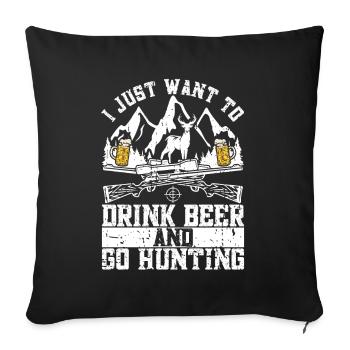 Hunting and beer - Sofa pillow with filling 45cm x 45cm - black - Front