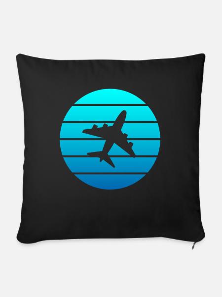 Flugzeug - Sofakissen mit Füllung 45 x 45 cm - Schwarz