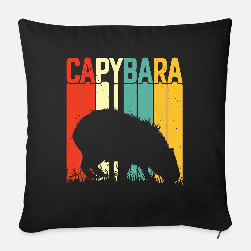 Capybara Tier Nagetier Capibara - Sofakissen mit Füllung 45 x 45 cm - Schwarz