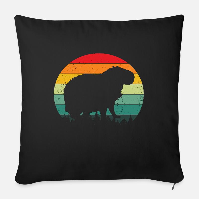 Capybara Tier Nagetier Capibara - Sofakissen mit Füllung 45 x 45 cm - Schwarz