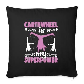 Roue de chariot -gymnaste tombe - Coussin et housse de 45 x 45 cm - noir - Devant