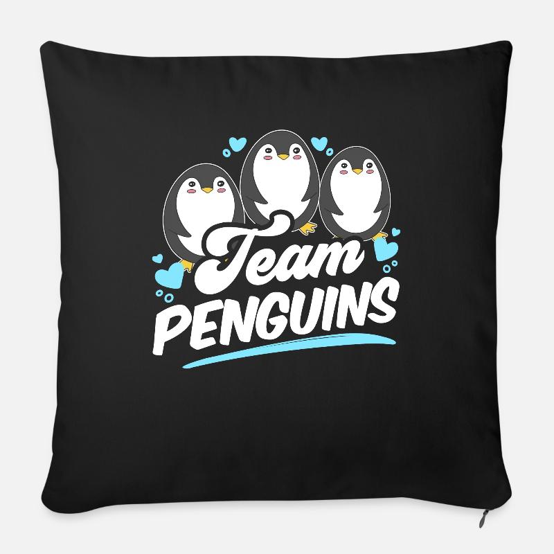Team Penguin Lovers Mignon Penguin Animal - Coussin et housse de 45 x 45 cm - noir