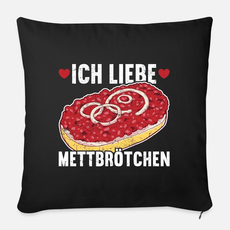 Mettbrötchen Mett Mettigel - Sofakissen mit Füllung 45 x 45 cm - Schwarz