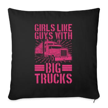 Trucker's Wife Female Truck Driver Girlfriend - Sofa pillow with filling 45cm x 45cm - black - Front