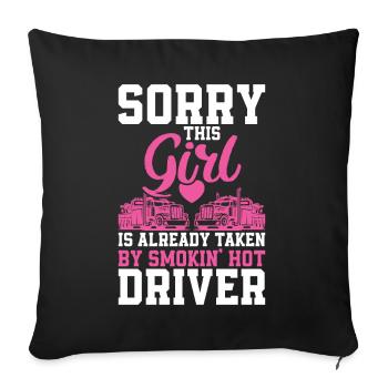 Trucker's Wife Female Truck Driver Girlfriend - Sofa pillow with filling 45cm x 45cm - black - Front