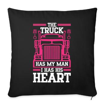 Trucker's Wife Female Truck Driver Girlfriend - Sofa pillow with filling 45cm x 45cm - black - Front
