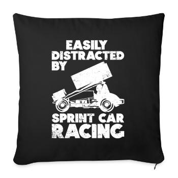 Sprint Car Racing Flag Vintage Racer Dirt Track - Sofa pillow with filling 45cm x 45cm - black - Front