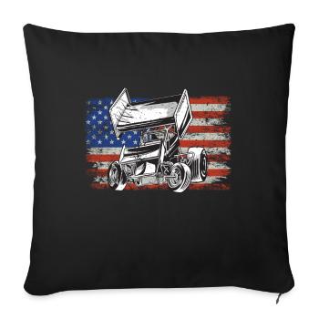 Sprint Car Racing Flag Vintage Racer Dirt Track - Coussin et housse de 45 x 45 cm - noir - Devant