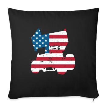 Sprint Car Racing Flag Vintage Racer Dirt Track - Sofa pillow with filling 45cm x 45cm - black - Front