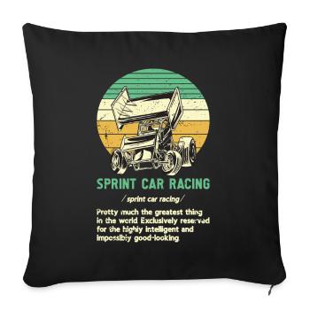 Sprint Car Racing Flag Vintage Racer Dirt Track - Sofa pillow with filling 45cm x 45cm - black - Front