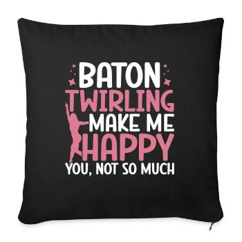 Tambourstab swirling - Sofa pillow with filling 45cm x 45cm - black - Front