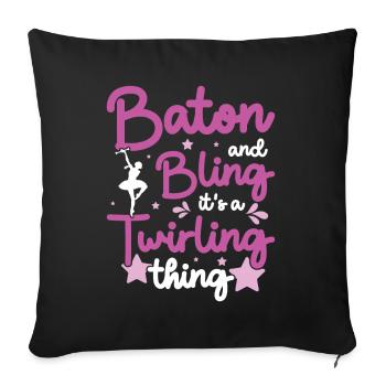 Tambourstab swirling - Sofa pillow with filling 45cm x 45cm - black - Front