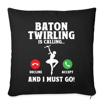 Tambourstab swirling - Sofa pillow with filling 45cm x 45cm - black - Front