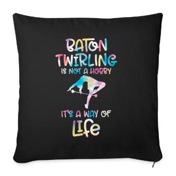 Tambourstab swirling - Sofa pillow with filling 45cm x 45cm - black - Front