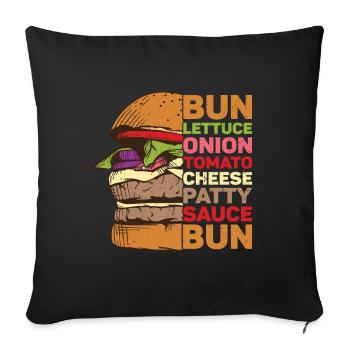 Hamburger - Sofakissen mit Füllung 45 x 45 cm - Schwarz - Vorne