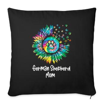 Deutsche Schäferhund Sonnenblumenmom - Sofakissen mit Füllung 45 x 45 cm - Schwarz - Vorne