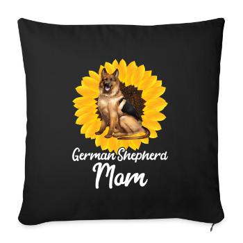 Deutsche Schäferhund Sonnenblumenmom - Sofakissen mit Füllung 45 x 45 cm - Schwarz - Vorne