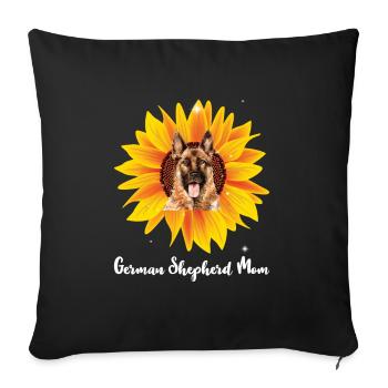 Deutsche Schäferhund Sonnenblumenmom - Sofakissen mit Füllung 45 x 45 cm - Schwarz - Vorne