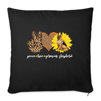 Deutsche Schäferhund Sonnenblumenmom - Sofakissen mit Füllung 45 x 45 cm - Schwarz - Vorne