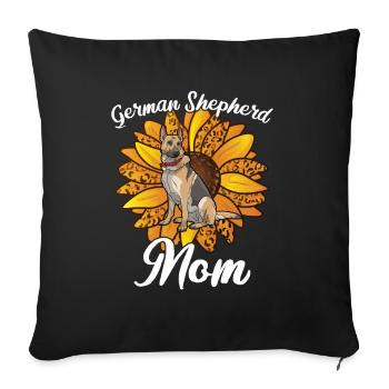 Deutsche Schäferhund Sonnenblumenmom - Sofakissen mit Füllung 45 x 45 cm - Schwarz - Vorne