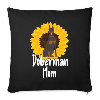 Doberman Mom Tournesols Doberman Pinscher Chien - Coussin et housse de 45 x 45 cm - noir - Devant